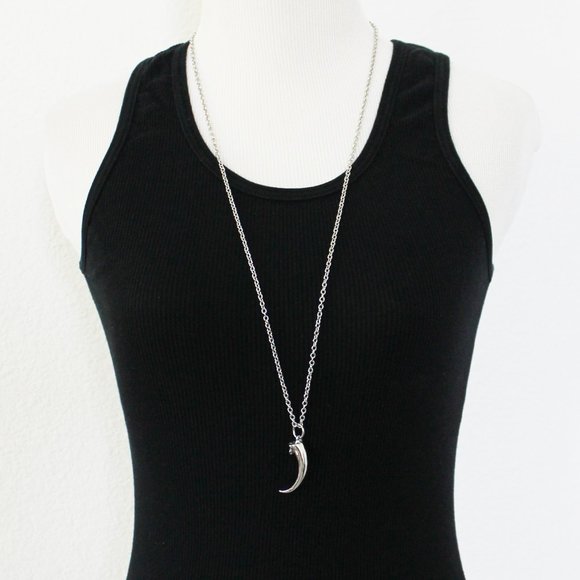 NEW Moon Raven Eagle Talon Claw Solid Stainless Steel Pendant Necklace 32" - Picture 7 of 11